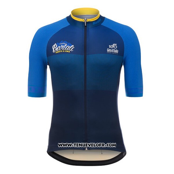 2017 Maillot Ciclismo Giro D'italie Fonce Bleu Manches Courtes et Cuissard